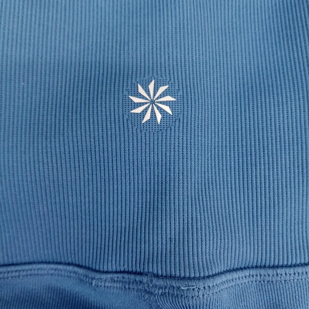 Athleta‎ Pants Womens Medium Blue Ribbed High Rise 7/8 Leggings Yoga Activewear